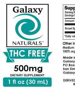 Galaxy Naturals 500mg THC Free label