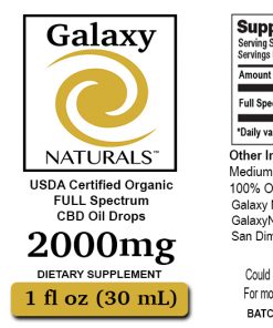 Galaxy Naturals 2000mg CBD Label