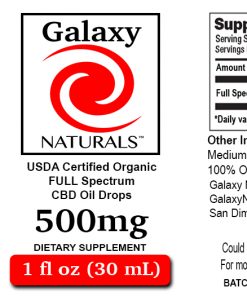 Galaxy Naturals 500mg CBD Label